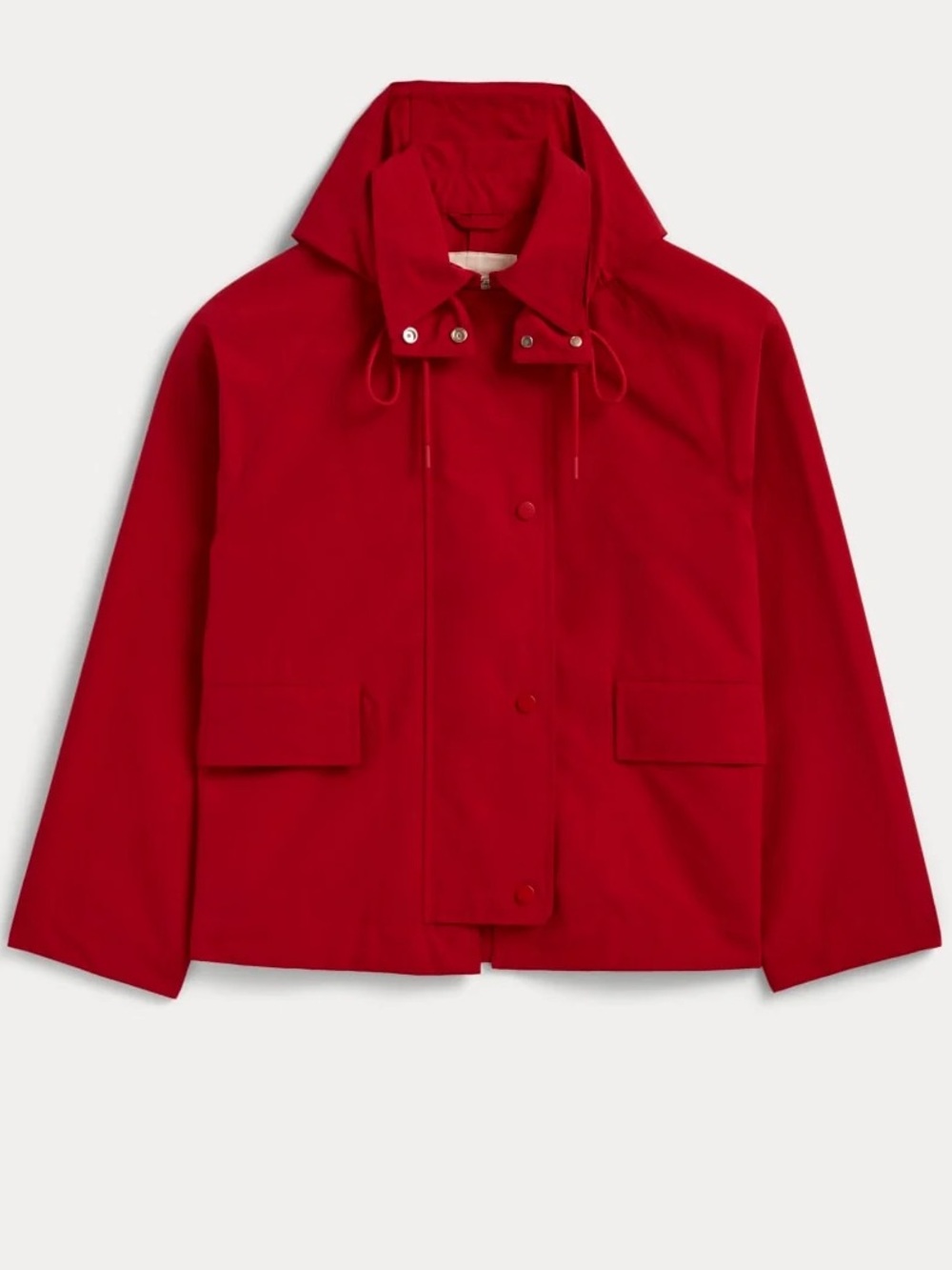 Everlane The Short Anorak Berry Red XS Water Resistant Hooded Utility Jacket NWT